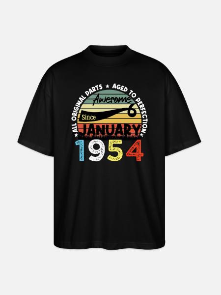 Awesome Since January 1954 Vintage 70 Years Birthday - Stanley/Stella Oversized Unisex Organic T-shirt Blaster 2.0 - black