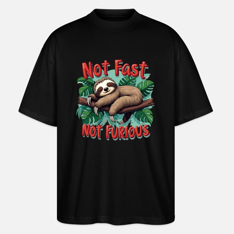 Sloth Cozy Relaxing Sleeping Meditation - Stanley/Stella Oversized Unisex Organic T-shirt Blaster 2.0 - black