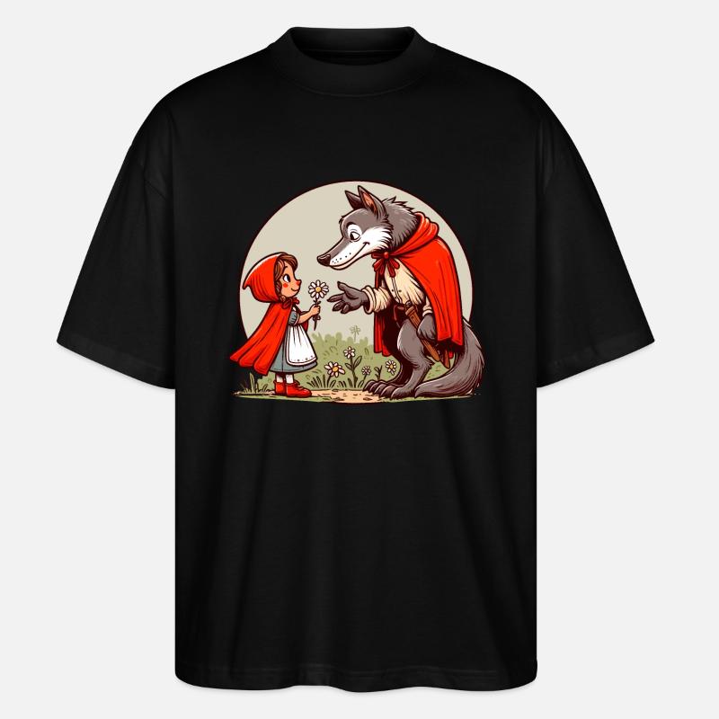 Rotkäppchen Märchen Wolf Niedlich Märchenfigur - Stanley/Stella Oversized Unisex Bio T-Shirt Blaster 2.0 - Schwarz