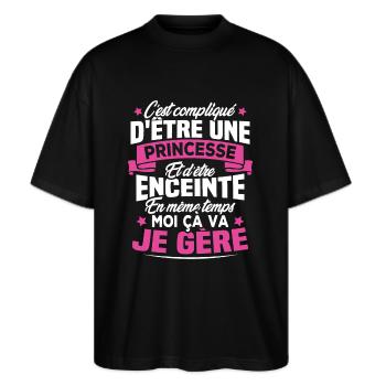 Une Princesse et Enceinte - T-shirt bio Blaster 2.0 coupe oversize Stanley/Stella Unisexe - noir - Devant - Alina (178cm) & Michal (187cm)