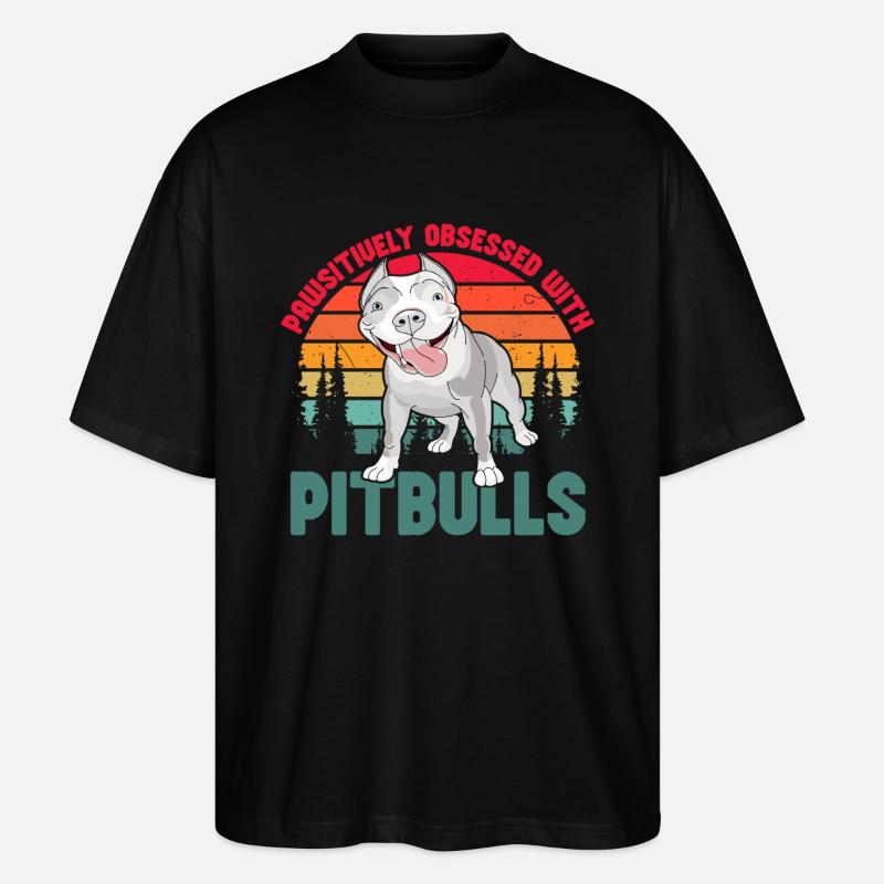 Pawsitivley obsédé par les pitbulls - T-shirt bio Blaster 2.0 coupe oversize Stanley/Stella Unisexe - noir