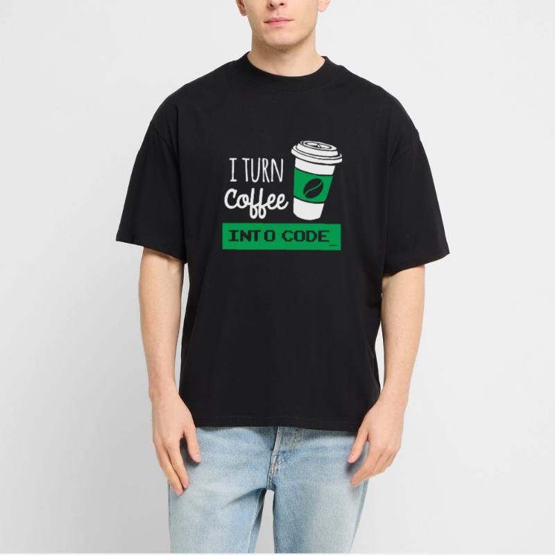 I turn coffee into code developer T-shirt bio Blaster 2.0 coupe oversize Stanley/Stella Unisexe