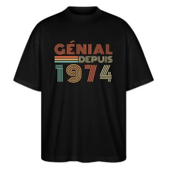 Génial Depuis 1974 Cadeau Retro Anniversaire - T-shirt bio Blaster 2.0 coupe oversize Stanley/Stella Unisexe - noir - Devant - Alina (178cm) & Michal (187cm)
