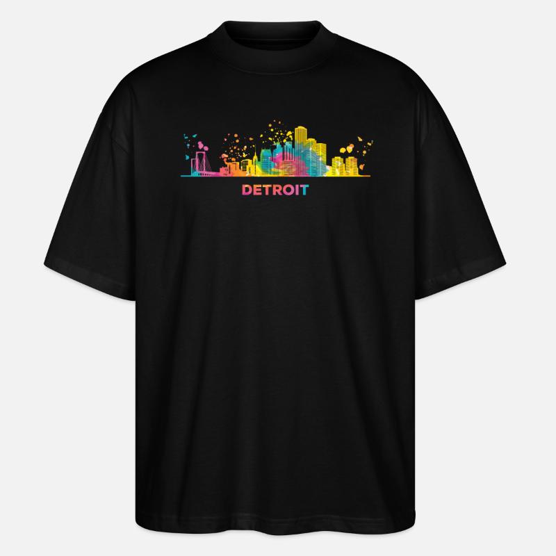 Detroiter Skyline Detroit - Stanley/Stella Oversized Unisex Bio T-Shirt Blaster 2.0 - Schwarz