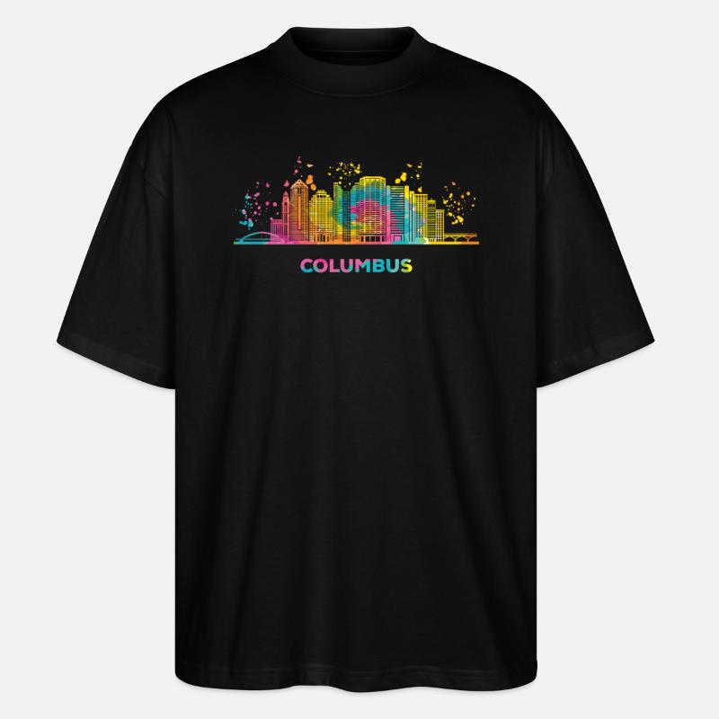 Columbusite Skyline Columbus - Stanley/Stella Oversized Unisex Bio T-Shirt Blaster 2.0 - Schwarz