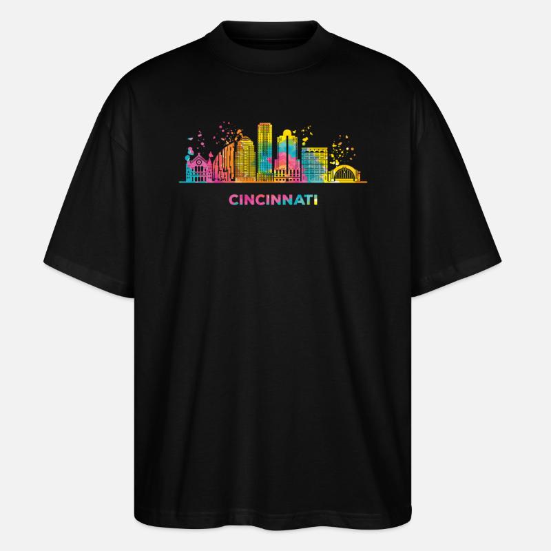 Cincinnatian Skyline Cincinnati - Stanley/Stella Oversized Unisex Bio T-Shirt Blaster 2.0 - Schwarz