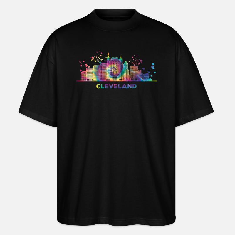 Clevelander Skyline Cleveland - Stanley/Stella Oversized Unisex Bio T-Shirt Blaster 2.0 - Schwarz