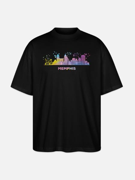 Memphean Skyline Memphis - Stanley/Stella Oversized Unisex Organic T-shirt Blaster 2.0 - black