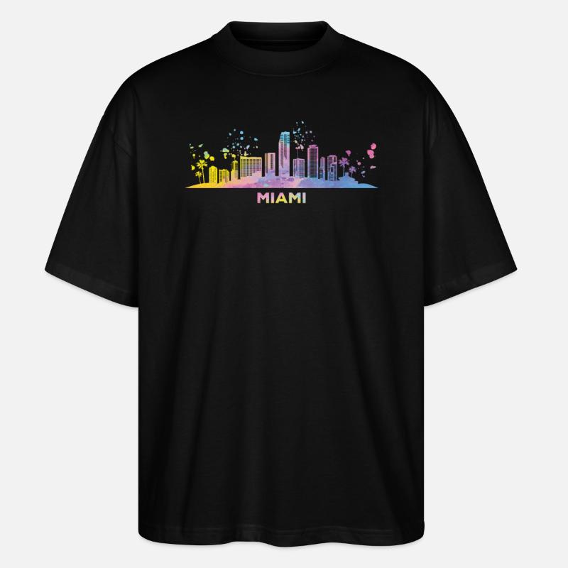 Miamian Skyline Miami - Stanley/Stella Oversized Unisex Bio T-Shirt Blaster 2.0 - Schwarz