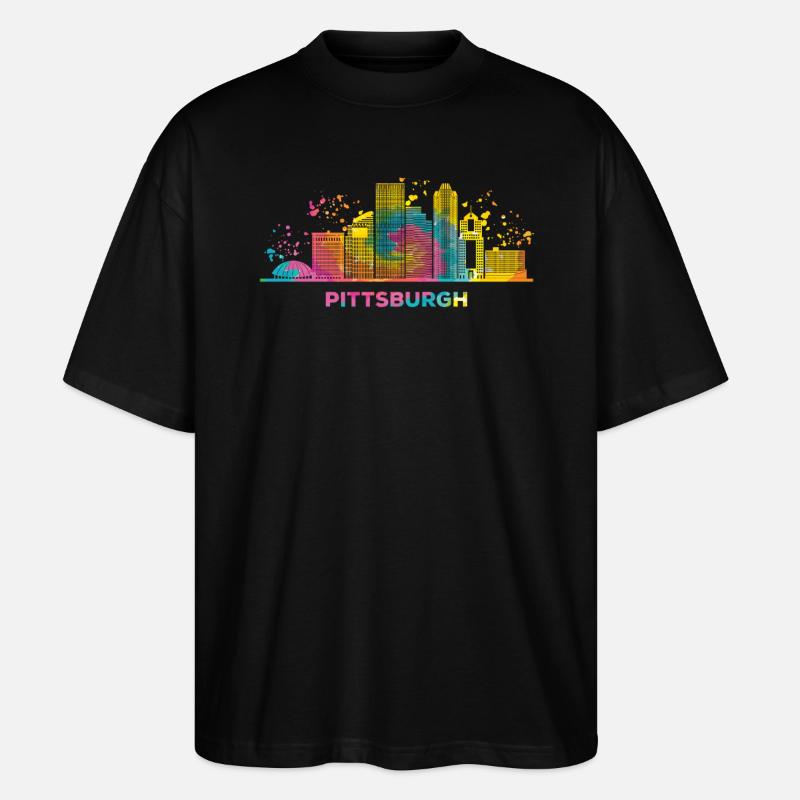 Pittsburgher Skyline Pittsburgh - T-shirt bio Blaster 2.0 coupe oversize Stanley/Stella Unisexe - noir
