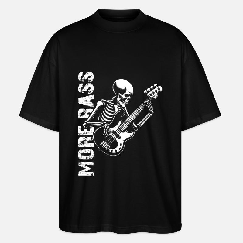 Plus Basse - Skeleton avec Basse - T-shirt bio Blaster 2.0 coupe oversize Stanley/Stella Unisexe - noir
