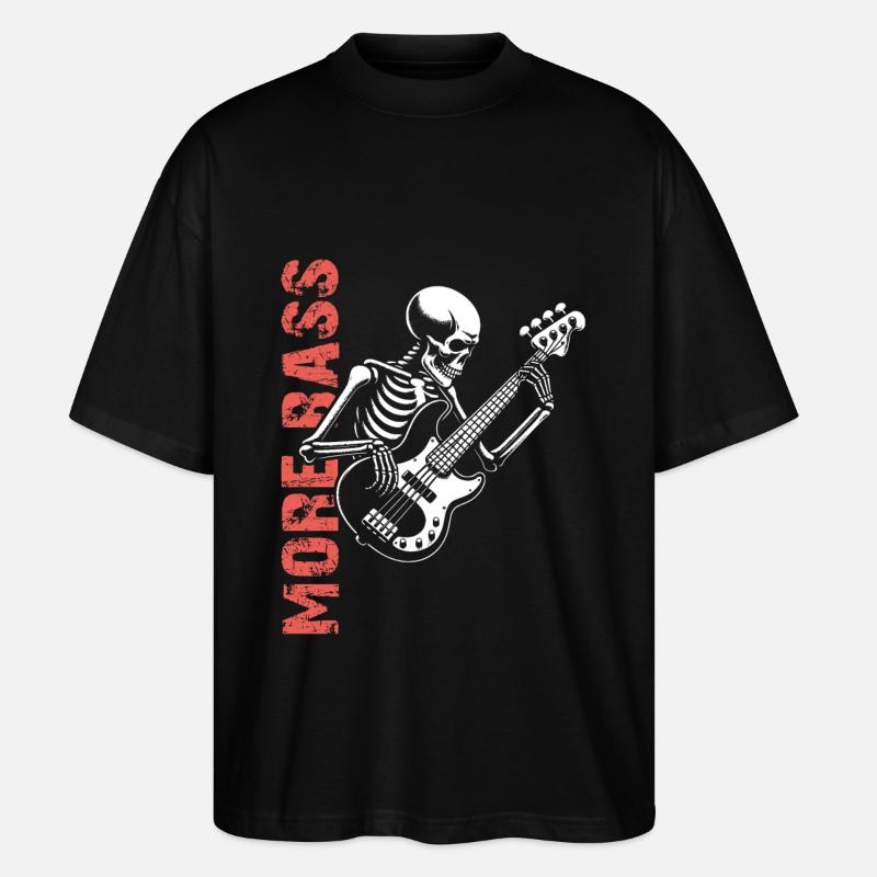 Plus Basse - Skeleton avec Basse - T-shirt bio Blaster 2.0 coupe oversize Stanley/Stella Unisexe - noir
