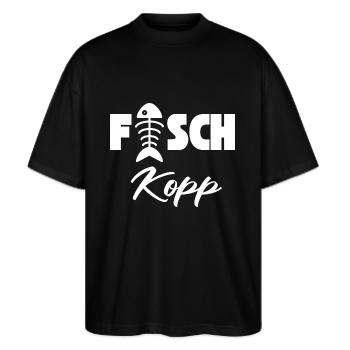 Hamburg Fischkopp Fisch Hamburger Norddeutschland - Stanley/Stella Oversized Unisex Bio T-Shirt Blaster 2.0 - Schwarz - Vorne - Alina (178cm) & Michal (187cm)