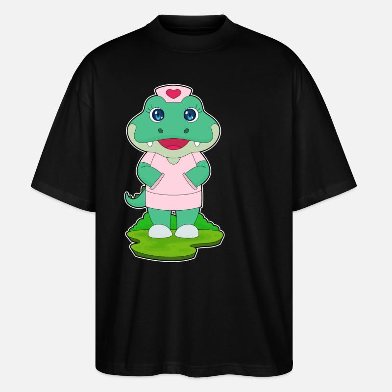 Krokodil Krankenschwester - Stanley/Stella Oversized Unisex Bio T-Shirt Blaster 2.0 - Schwarz