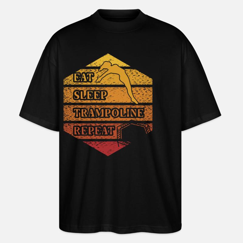 Essen Schlaf Trampolin Wiederholung - Stanley/Stella Oversized Unisex Bio T-Shirt Blaster 2.0 - Schwarz