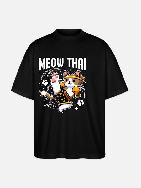 Meow Thai Cat - Stanley/Stella Oversized Unisex Organic T-shirt Blaster 2.0 - black