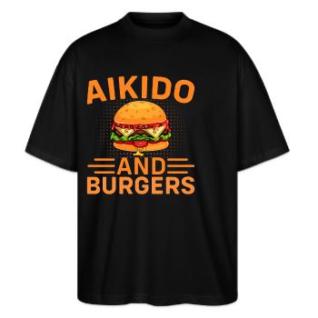Aikido og burgere - Stanley/Stella Oversize Unisex Øko T-shirt Blaster 2.0 - sort - Foran - Alina (178cm) & Michal (187cm)