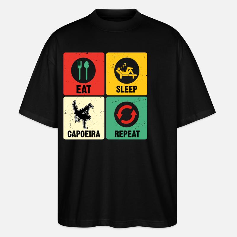 Manger Dormir Capoeira Répéter - T-shirt bio Blaster 2.0 coupe oversize Stanley/Stella Unisexe - noir