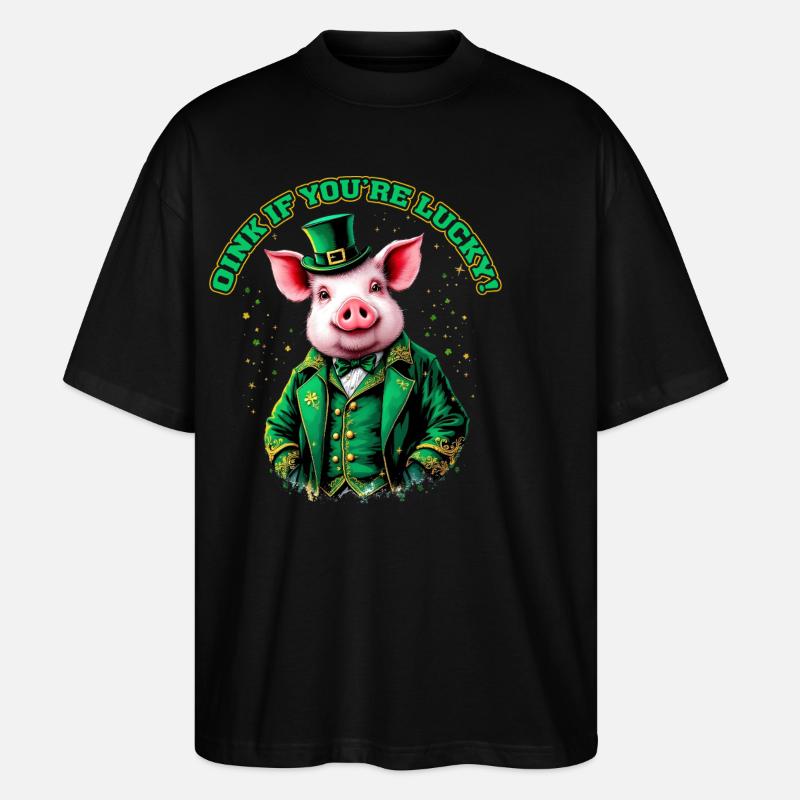 Oink, du hast Glück - Stanley/Stella Oversized Unisex Bio T-Shirt Blaster 2.0 - Schwarz