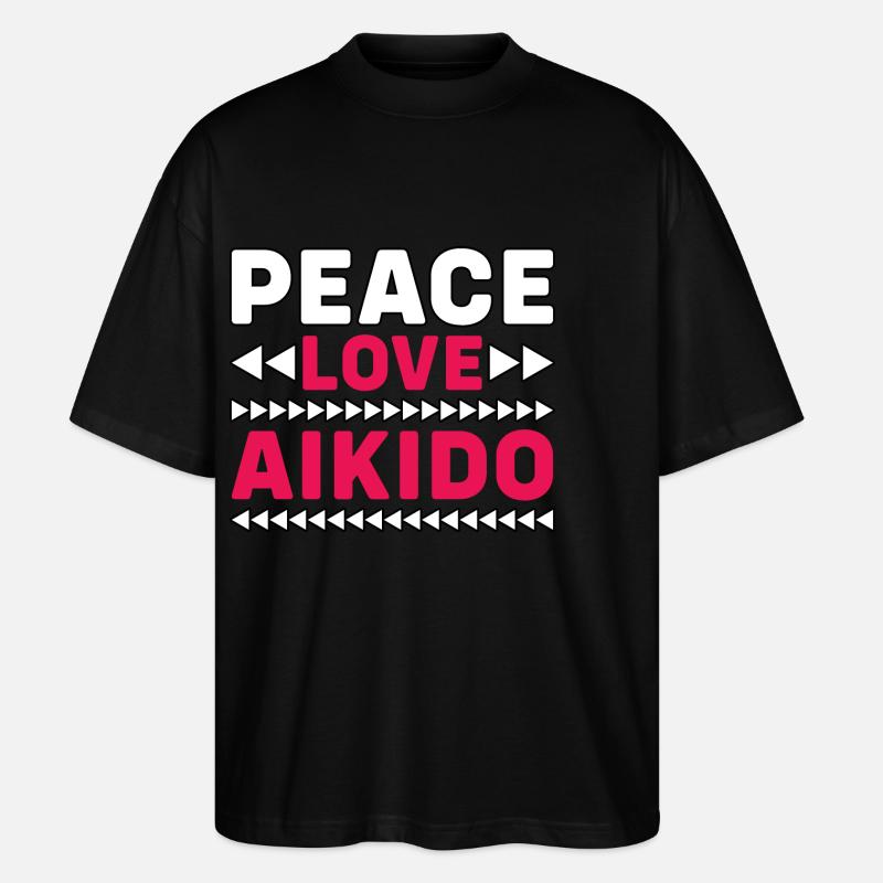 Frieden, Liebe, Aikido - Stanley/Stella Oversized Unisex Bio T-Shirt Blaster 2.0 - Schwarz