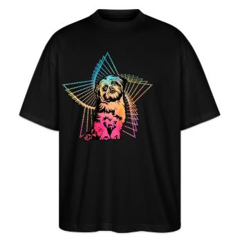 Shih Tzu - T-shirt bio Blaster 2.0 coupe oversize Stanley/Stella Unisexe - noir - Devant - Alina (178cm) & Michal (187cm)
