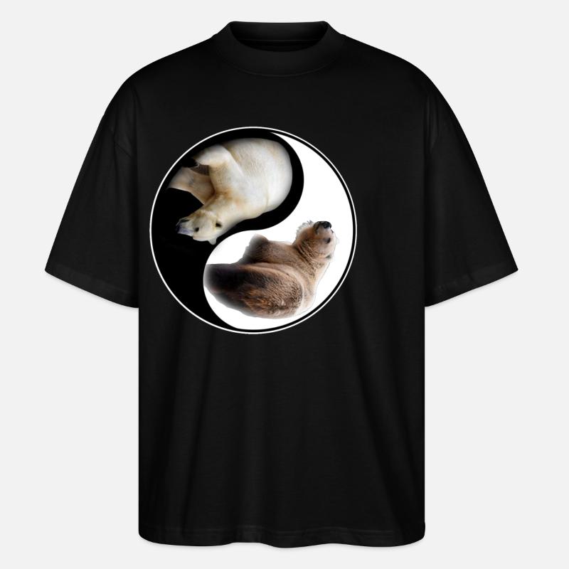 Yin Yang Bär - Stanley/Stella Oversized Unisex Bio T-Shirt Blaster 2.0 - Schwarz