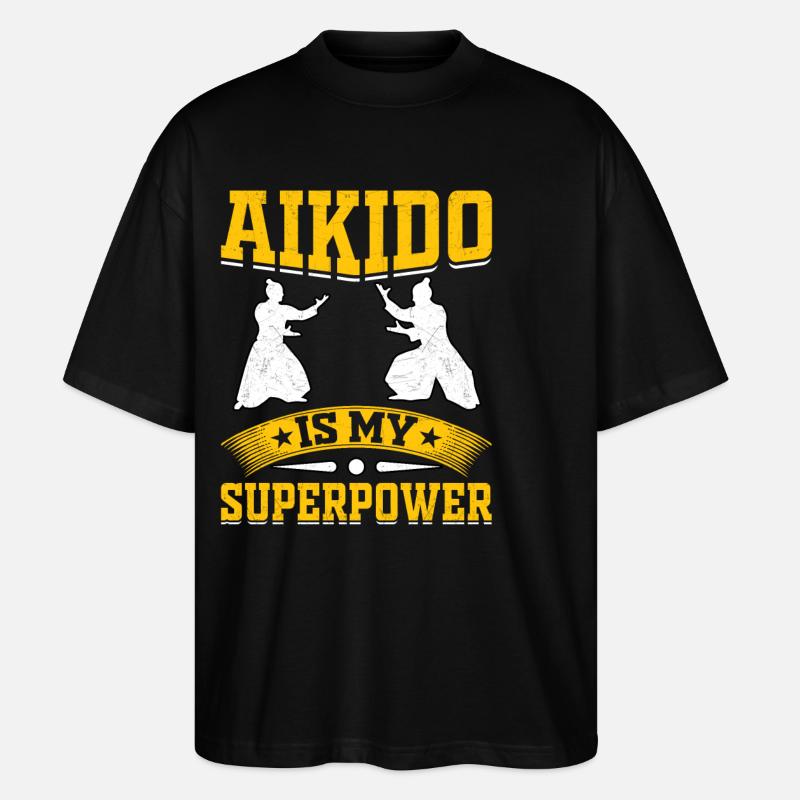 L’aïkido est mon superpouvoir - T-shirt bio Blaster 2.0 coupe oversize Stanley/Stella Unisexe - noir