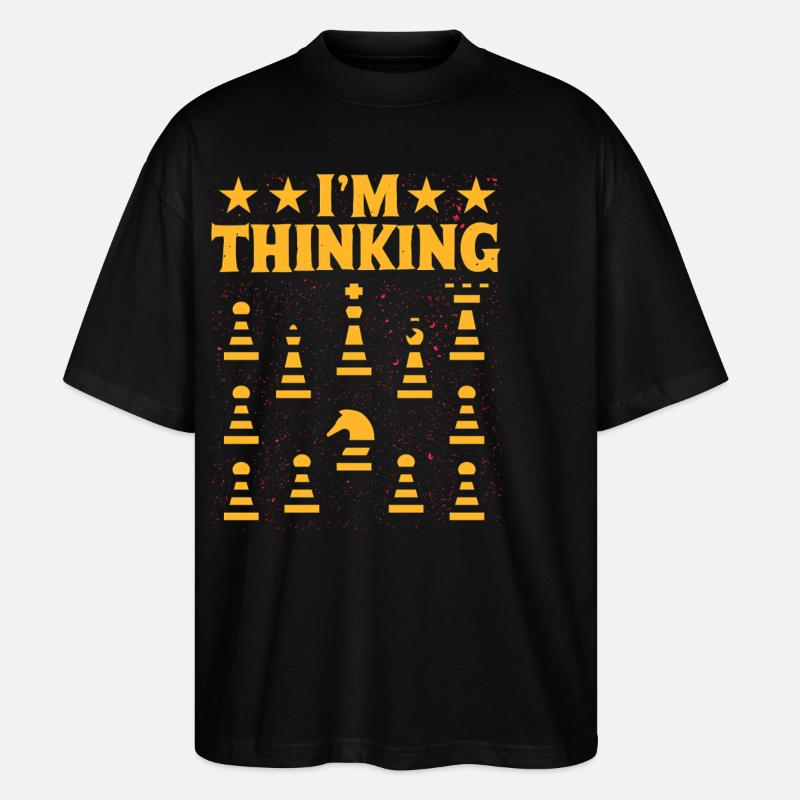 Ich denke, bitte warte Schach - Stanley/Stella Oversized Unisex Bio T-Shirt Blaster 2.0 - Schwarz