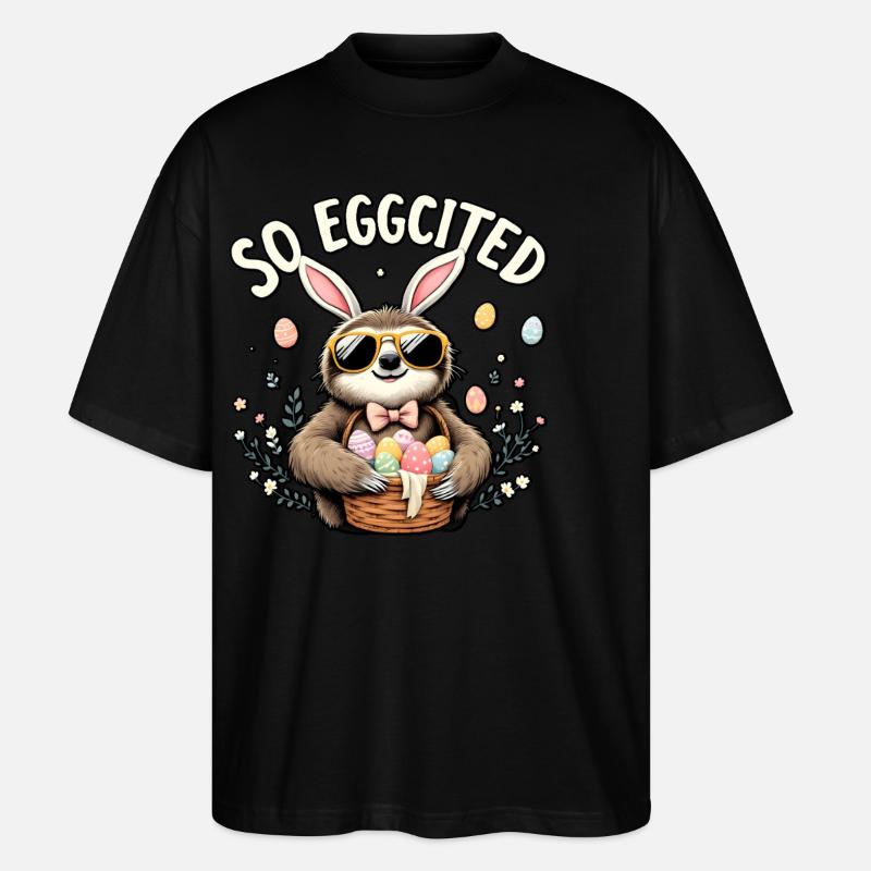 Also Eggcited - Stanley/Stella Oversized Unisex Bio T-Shirt Blaster 2.0 - Schwarz