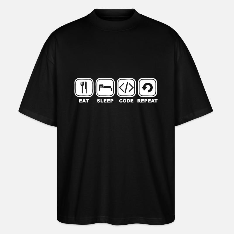 Eat, sleep, Code, Repeat - Stanley/Stella Oversized Unisex Organic T-shirt Blaster 2.0 - black