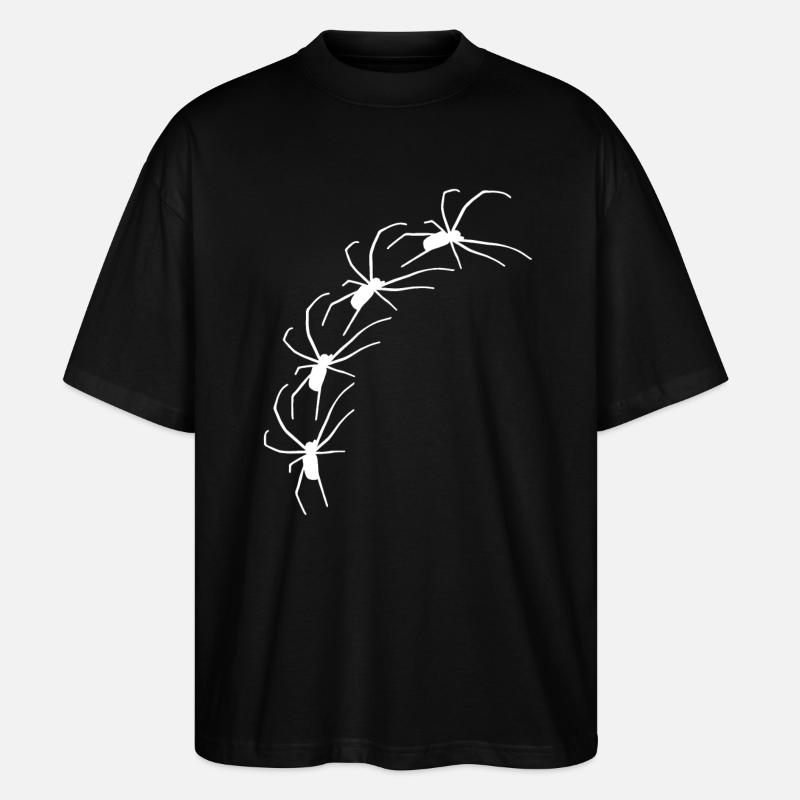 Große Spinnen krabbeln diagonal - Stanley/Stella Oversized Unisex Bio T-Shirt Blaster 2.0 - Schwarz