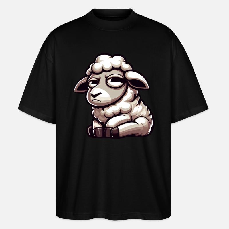 Skeptisches Schaf Comic Lustiger Stier - Stanley/Stella Oversized Unisex Bio T-Shirt Blaster 2.0 - Schwarz