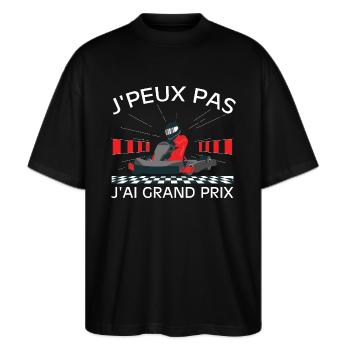 Je peux pas j'ai grand prix course de voiture - T-shirt bio Blaster 2.0 coupe oversize Stanley/Stella Unisexe - noir - Devant - Alina (178cm) & Michal (187cm)