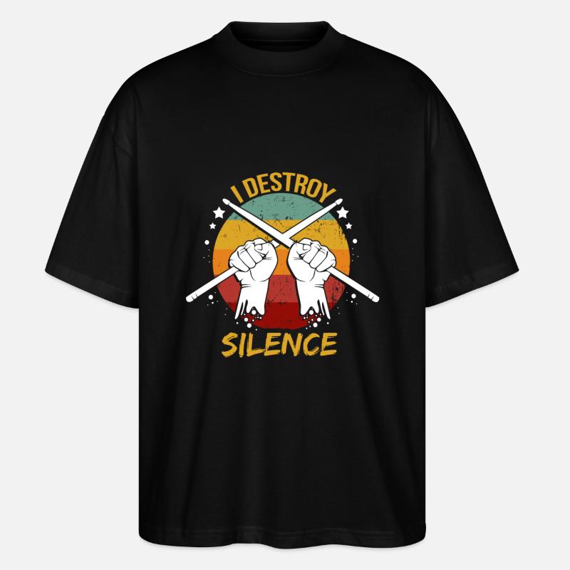 Batteur Drummer I Destroy Silence - T-shirt bio Blaster 2.0 coupe oversize Stanley/Stella Unisexe - noir