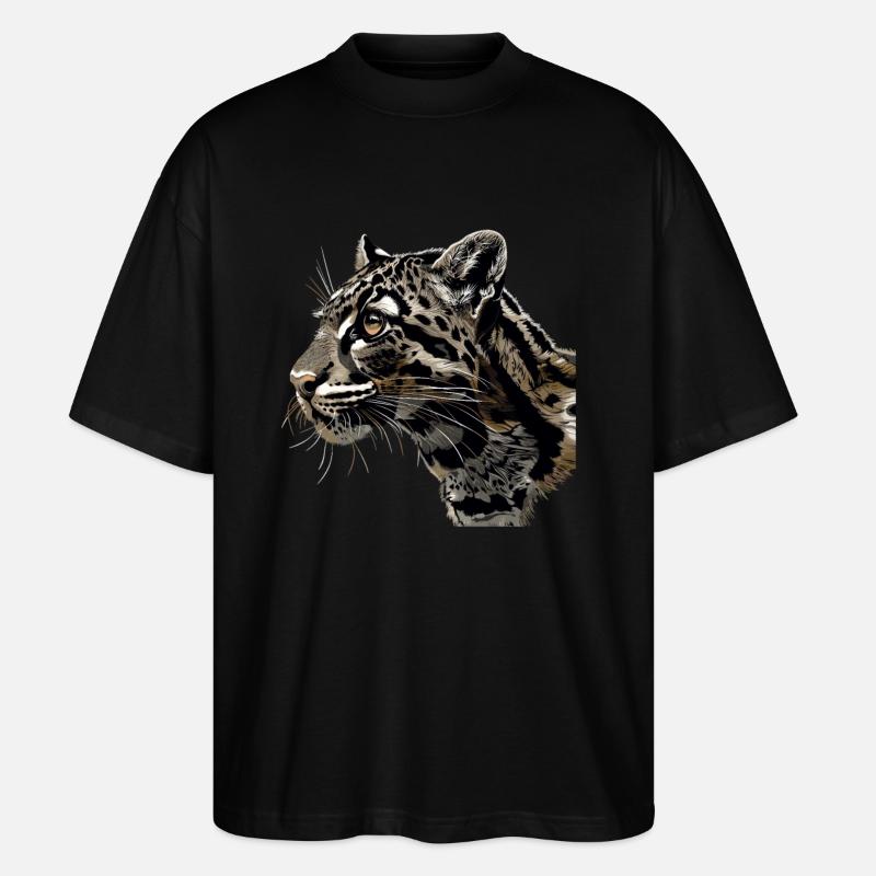 Clouded Leopard Nebelparder - Stanley/Stella Oversized Unisex Bio T-Shirt Blaster 2.0 - Schwarz