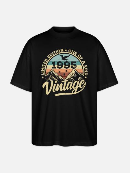 Alkuperäinen vuosikerta 1995 syntymäpäivälahja 1995 - Stanley/Stella Blaster 2.0 Unisex Oversized Luomu T-paita - musta