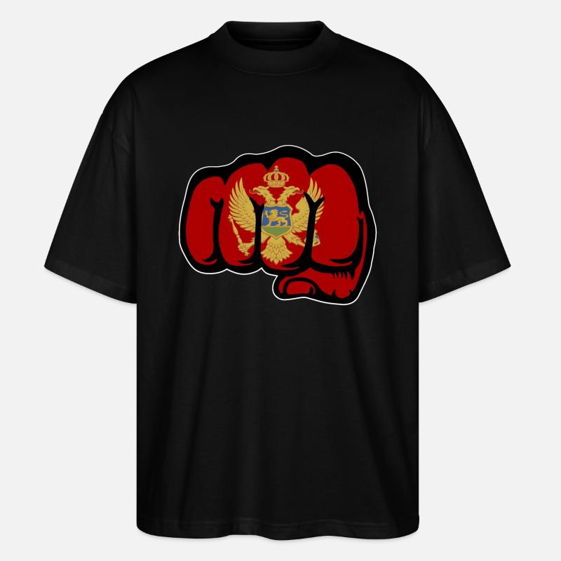 Poing du drapeau du Monténégro - T-shirt bio Blaster 2.0 coupe oversize Stanley/Stella Unisexe - noir