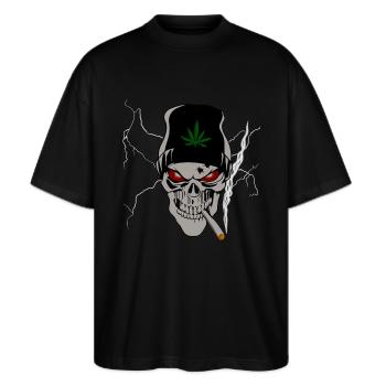 Crâne au chanvre - T-shirt bio Blaster 2.0 coupe oversize Stanley/Stella Unisexe - noir - Devant - Alina (178cm) & Michal (187cm)