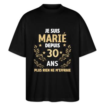 trente ans de mariage anniversaire couple mariage - T-shirt bio Blaster 2.0 coupe oversize Stanley/Stella Unisexe - noir - Devant - Alina (178cm) & Michal (187cm)