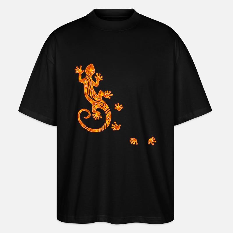 Running Gecko Fire - Stanley/Stella Oversized Unisex Bio T-Shirt Blaster 2.0 - Schwarz