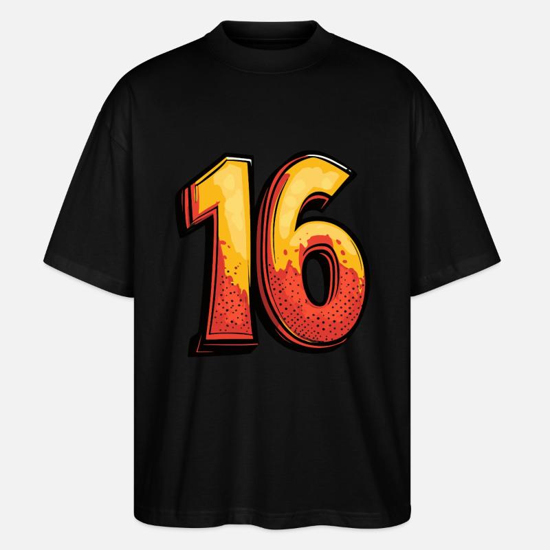 16 Zahl Comic - Stanley/Stella Oversized Unisex Bio T-Shirt Blaster 2.0 - Schwarz