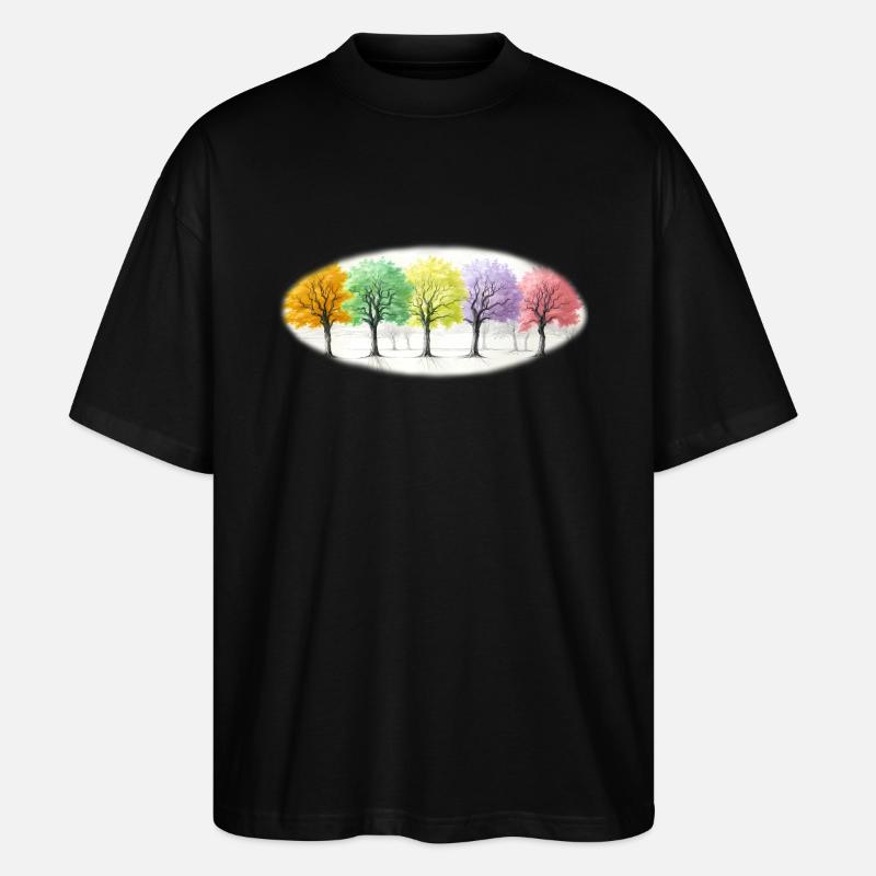 Bunt Bäume Baum Wald - Stanley/Stella Oversized Unisex Bio T-Shirt Blaster 2.0 - Schwarz