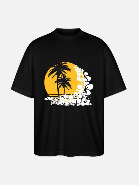 palm sunset - Stanley/Stella Oversized Unisex Organic T-shirt Blaster 2.0 - black