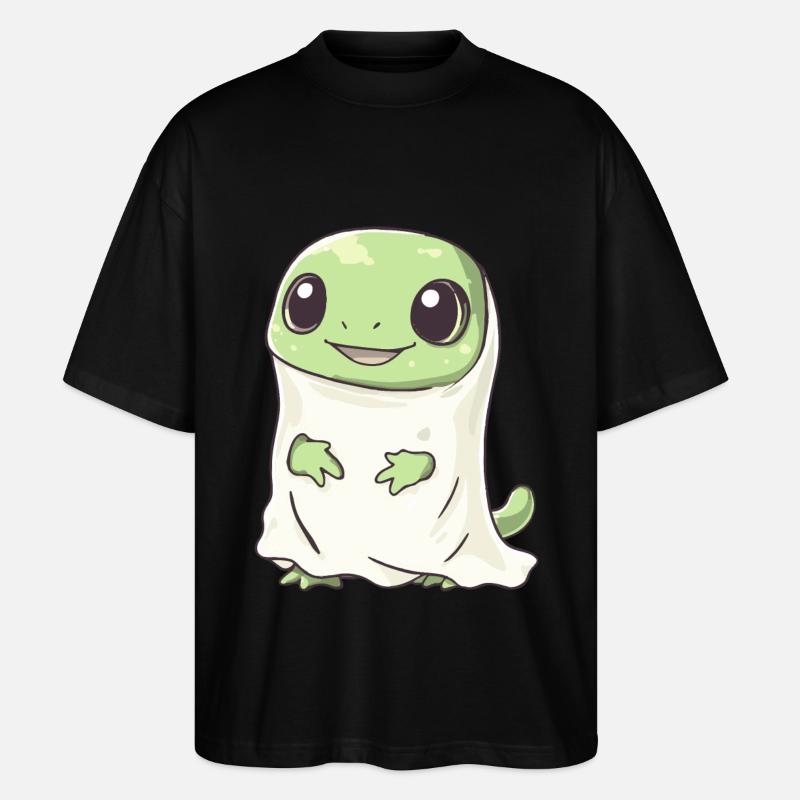 Lizard Halloween Comic Ghost - Stanley/Stella Oversized Unisex Organic T-shirt Blaster 2.0 - black