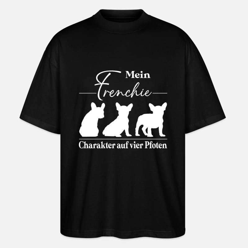 Frenchie Charakter auf vier Pfoten - Stanley/Stella Oversized Unisex Bio T-Shirt Blaster 2.0 - Schwarz