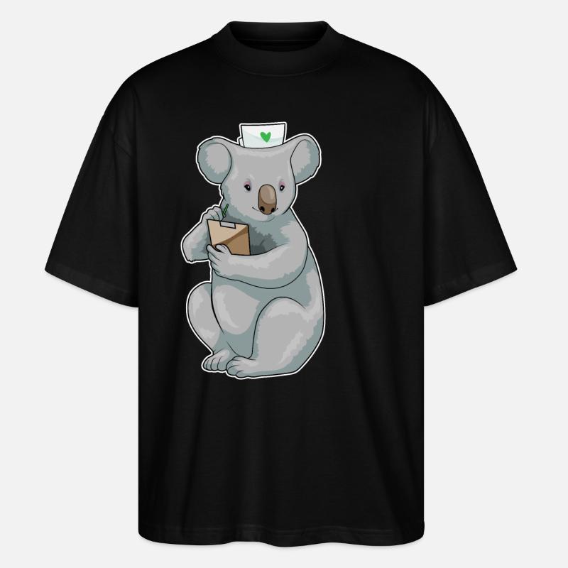 Koala Nurse Notepad - Stanley/Stella Oversized Unisex Organic T-shirt Blaster 2.0 - black