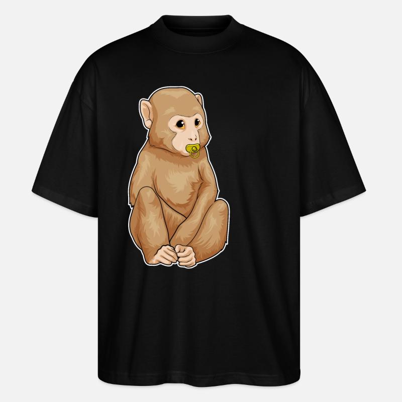 Monkey pacifier - Stanley/Stella Oversized Unisex Organic T-shirt Blaster 2.0 - black