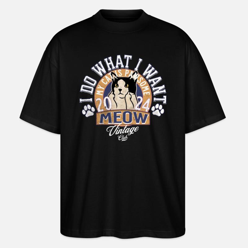 My cat is powsome - T-shirt bio Blaster 2.0 coupe oversize Stanley/Stella Unisexe - noir