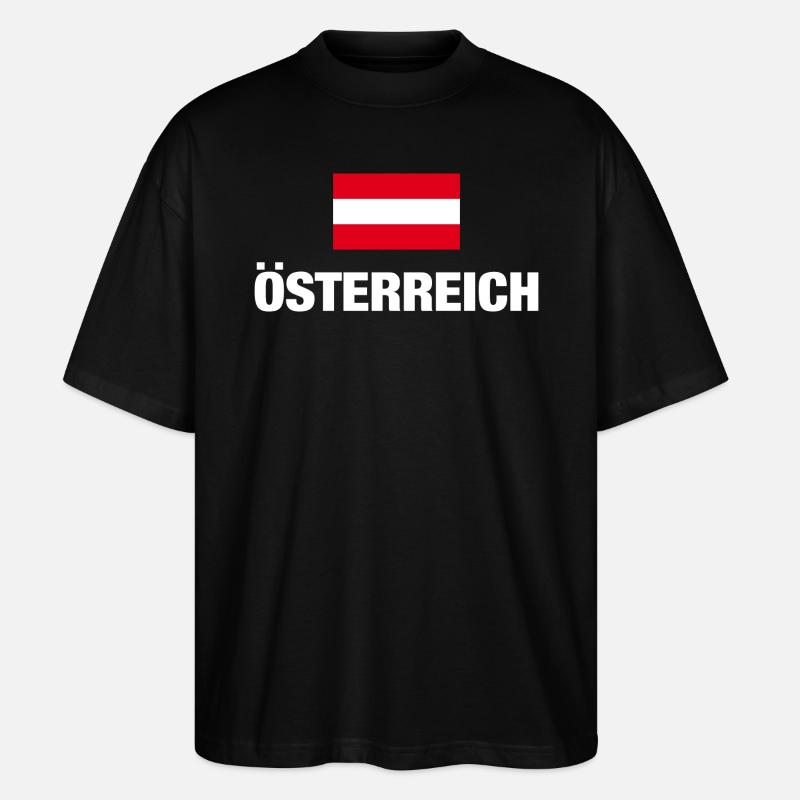 Austria, Austrian Flag, Austria Gift - Stanley/Stella Oversized Unisex Organic T-shirt Blaster 2.0 - black