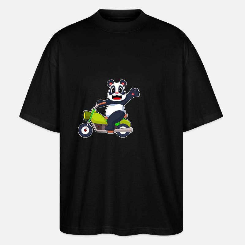 Panda Motorcycle - Stanley/Stella Oversized Unisex Organic T-shirt Blaster 2.0 - black